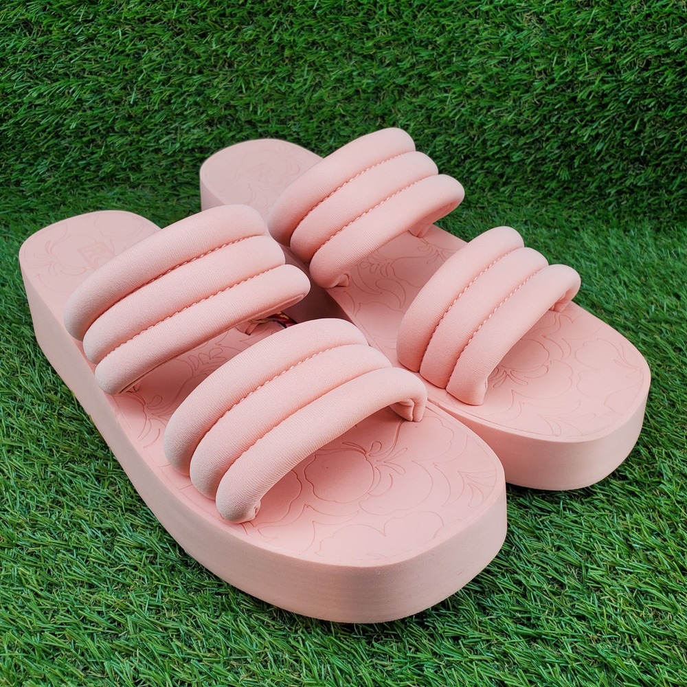 Roxy Totally Tubular SIZE 12 Women's Platform Slide Sandals Peaches Pink